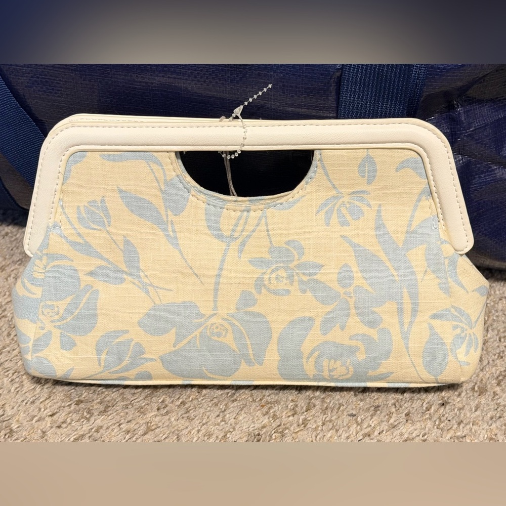 A New Day Floral Cutout Handle Tote - Cream & Light Blue